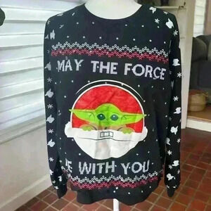 Star Wars Baby Yoda May The Force Be With You Holiday Sweatshirt Large